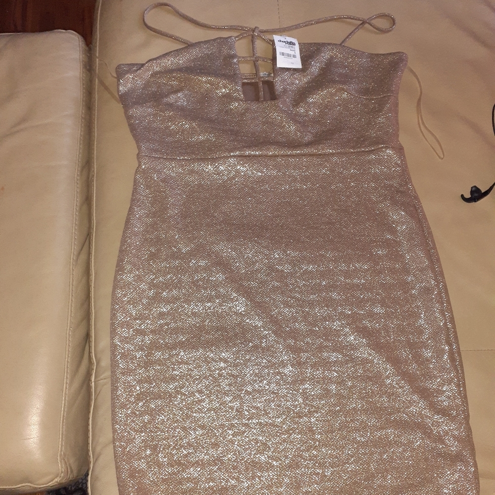 Gold mini dress